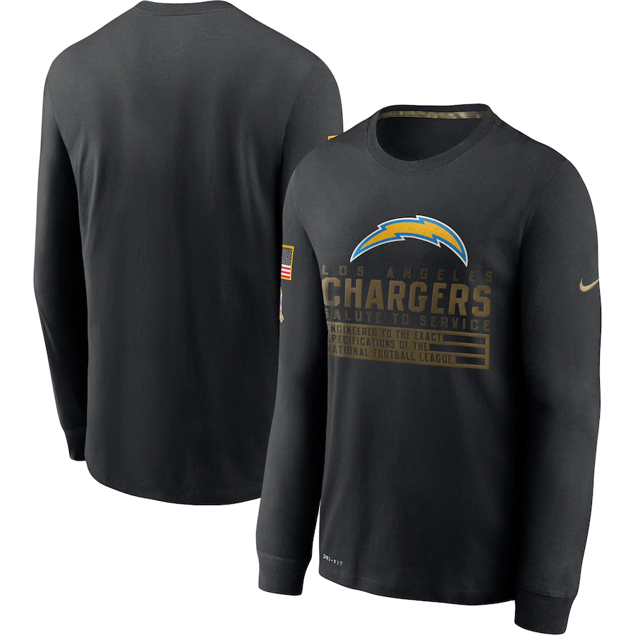 Men NFL Los Angeles Chargers T Shirt Nike Olive Salute To Service Green